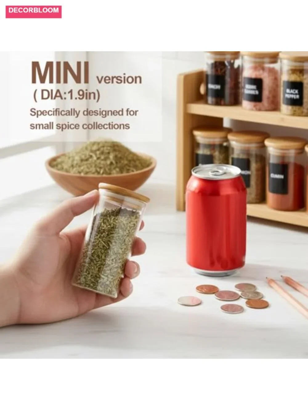 4oz Glass Spice Jars with Labels & Bamboo Lids, BPA Free, 16-Pack Seasoning
